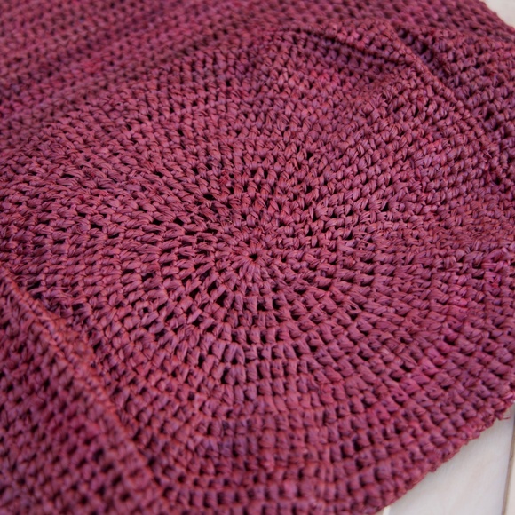 Helen Kaminski 100% Raffia Burgundy Large Woven Tote Bag Made In Madagascar - Picture 8 of 14